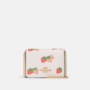Mini Wallet On A Chain With Strawberry Print
